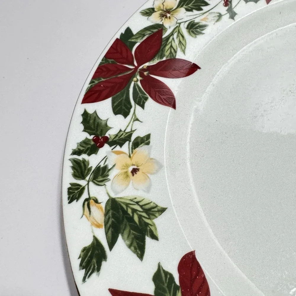 Gibson Poinsettia Christmas Holiday Platter Vegetable Servicing Large Vtg 13